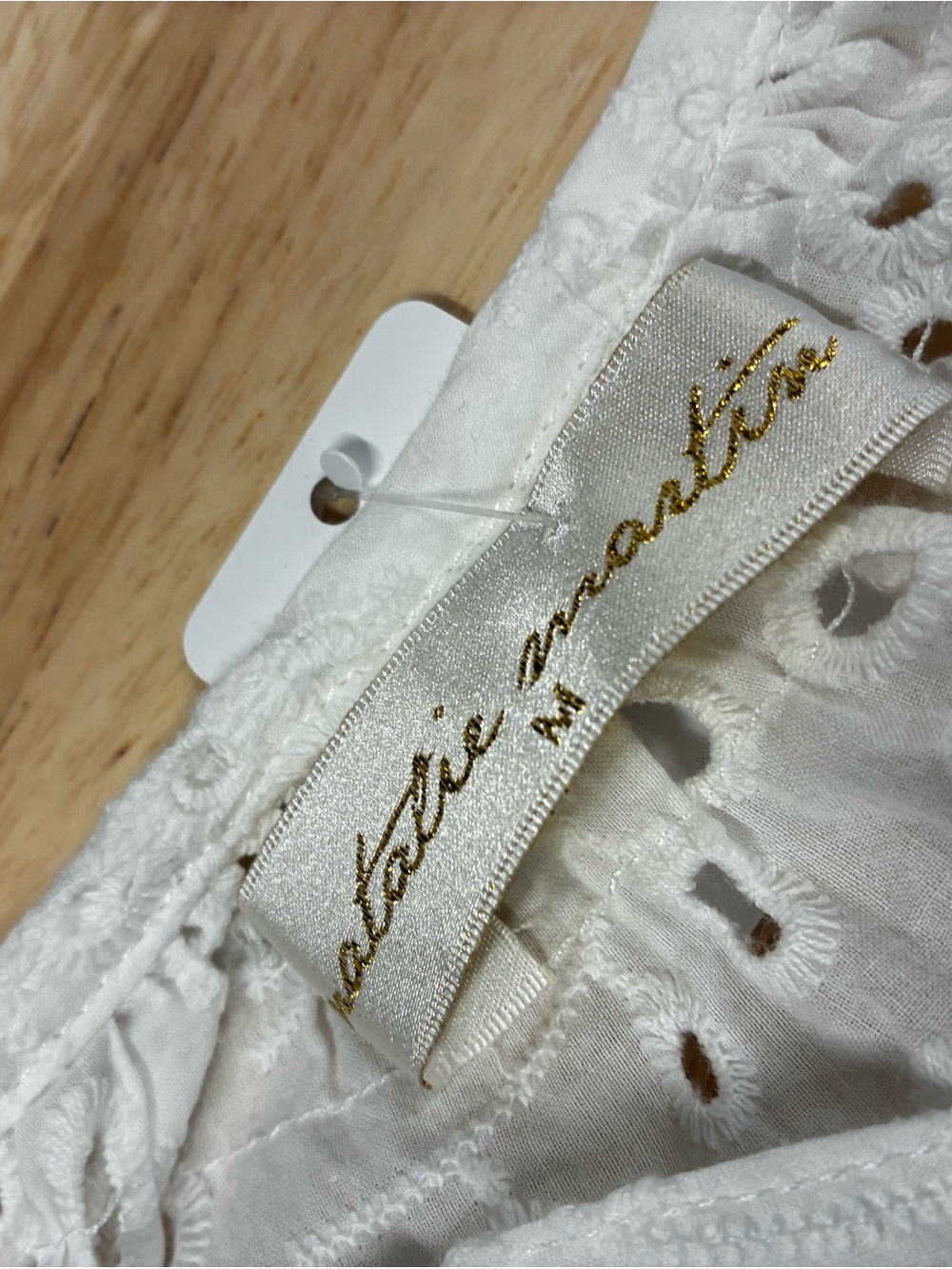 Natalie Martin White Eyelet Tie-Neck Cropped Blouse - Picture 3 of 4